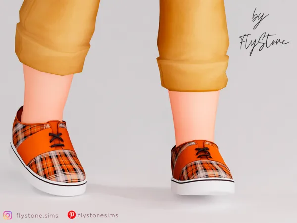 Mix Toddler Sneakers With Tartan Texture by FlyStone - The Sims 4 Custom Content