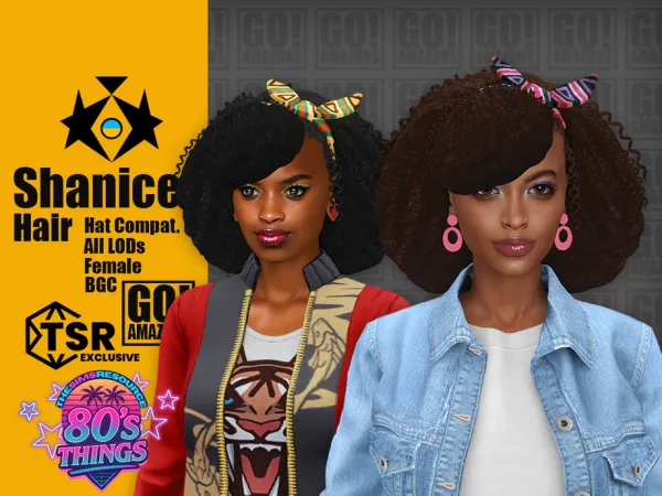 Maxis Match Shanice Hair (80's Things) - The Sims 4 Custom Content