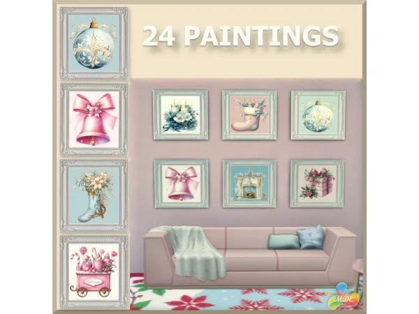 Mix Chagla Winterfest Set Pastel Christmas Paintings - The Sims 4 Custom Content
