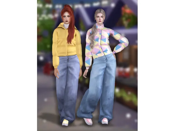 4t2 ChloeM Down Jackets 1 and 3 LazyEyelids Cute Casual Jeans by fakeblood - The Sims 2 Custom Content