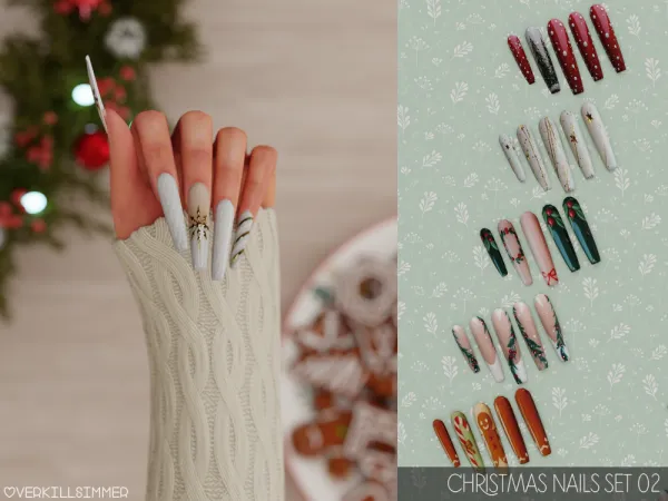 Alpha Christmas nails set 02 - The Sims 4 Custom Content