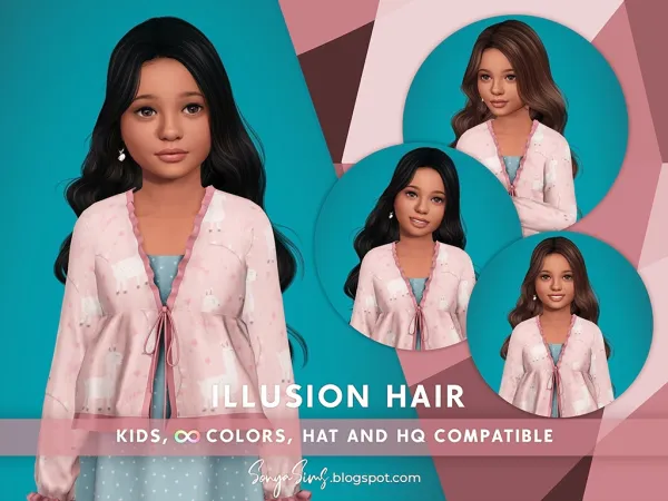 Alpha Illusion Hair Kids - The Sims 4 Custom Content