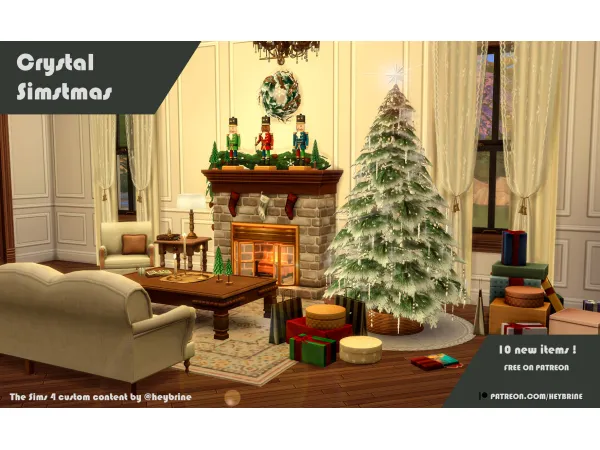 Sims 4 Maxis Match Fireplaces CC: Crystal Simstmas - Gift by HeyBrine