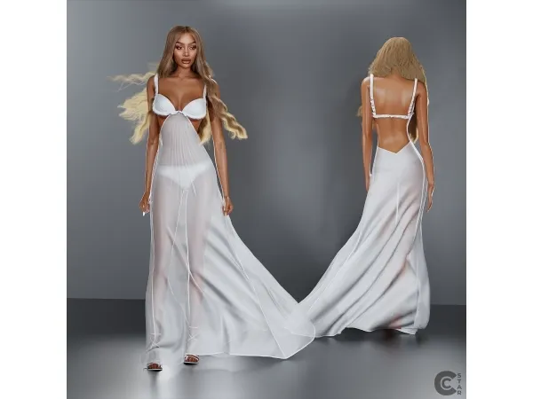 Alpha Sheer Bra Draped Cutout Gown cool_content_star - The Sims 4 Custom Content