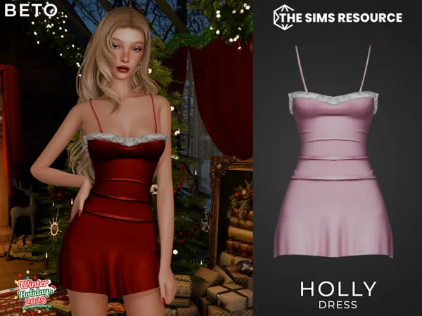 Alpha Holly (Dress) by Beto_ae0 - The Sims 4 Custom Content