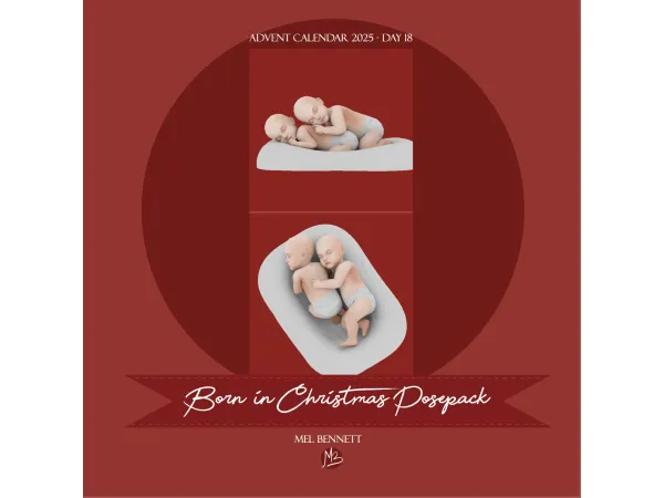 Mix Advent Calendar 2025 Day 18 Born in Christmas Posepack - The Sims 4 Custom Content