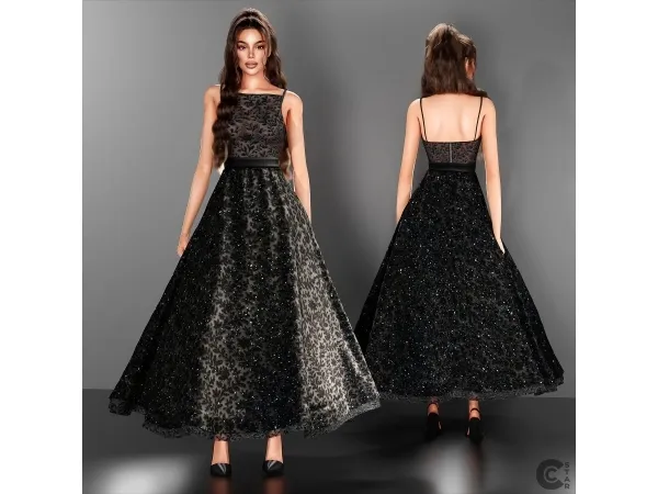 Alpha Sheer Lace Ankle Length Evening Dress - The Sims 4 Custom Content