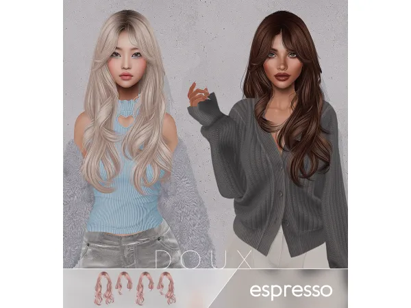 Alpha DOUX Espresso Hairstyle - The Sims 4 Custom Content