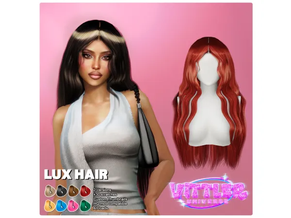 Alpha Lux Female Hair by VittlerUniverse - The Sims 4 Custom Content
