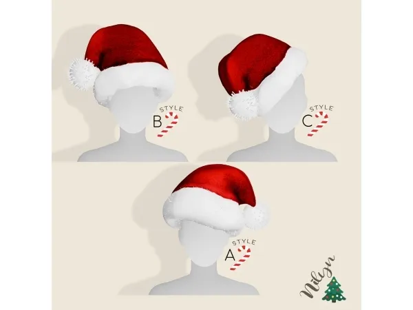 Mix NILYN SANTA HOHO HAT u2013 Style A B C - The Sims 4 Custom Content
