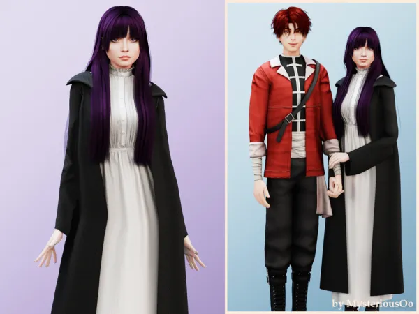 Alpha Fern White dress with coat by MysteriousOo - The Sims 4 Custom Content