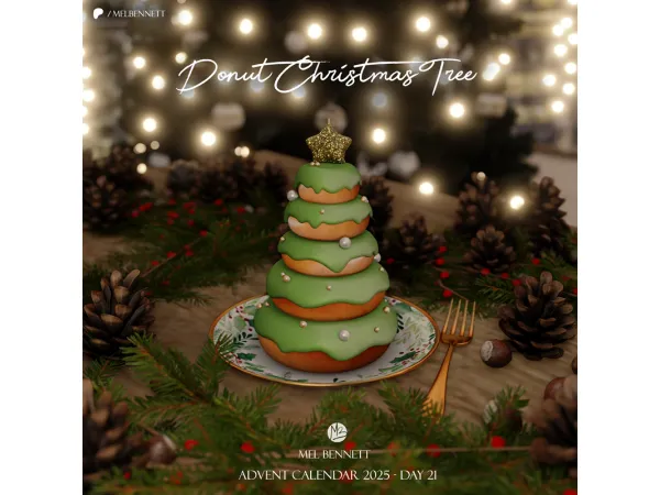 Mix Advent Calendar 2025 Day 21 Donut Christmas Tree - The Sims 4 Custom Content