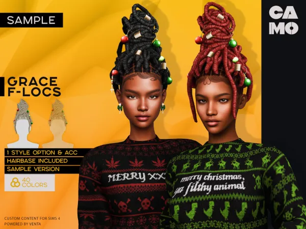 Alpha CAMO Grace F Locs - The Sims 4 Custom Content