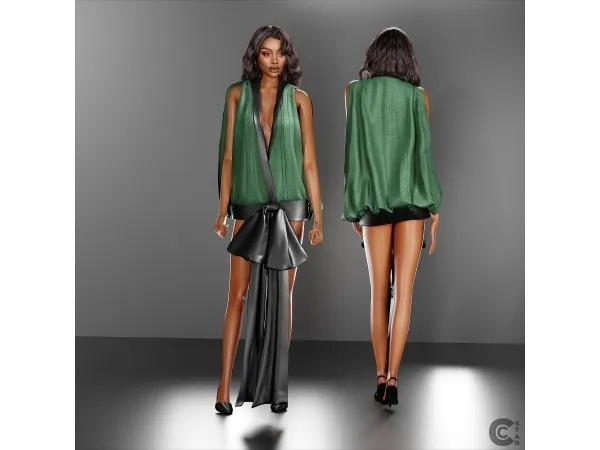 Mix Satin Knot Draped Mini Dress cool_content_star - The Sims 4 Custom Content