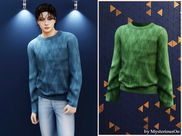Alpha Male Cable knit sweater by MysteriousOo - The Sims 4 Custom Content