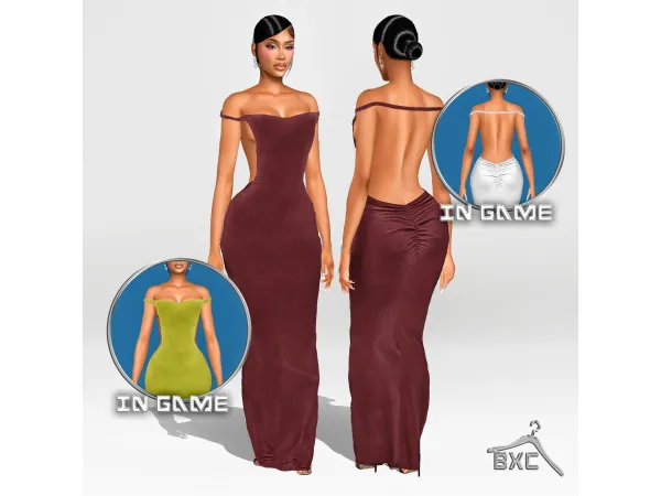 Alpha HOT BACKLESS DRESS by Baddiexsimmer - The Sims 4 custom content