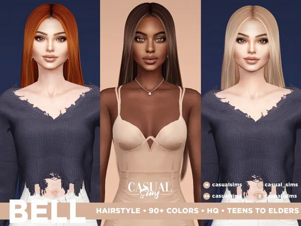 Alpha Bell Hairstyle (No Bangs) - The Sims 4 Custom Content