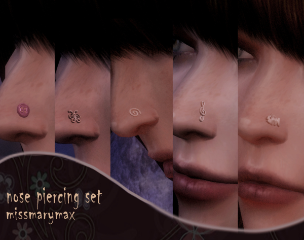 Mix nose piercing set by simsfinds - The Sims 4 Custom Content