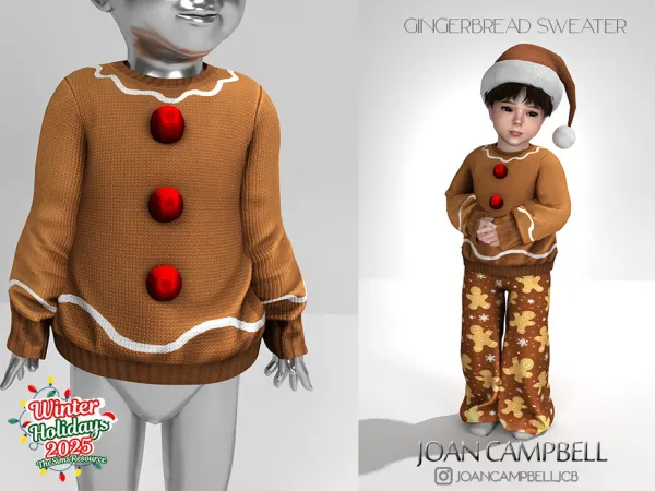 Alpha GINGERBREAD SWEATER (TODDLER VERSION) by Joan_Campbell_Beauty_ - The Sims 4 Custom Content