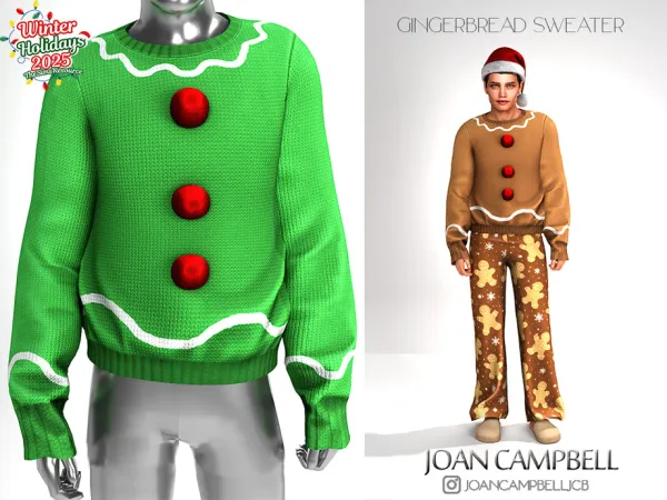 Alpha GINGERBREAD SWEATER by Joan_Campbell_Beauty_ - The Sims 4 Custom Content