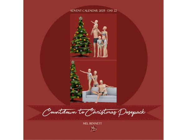 Mix Advent Calendar 2025 Day 22 Countdown to Christmas Posepack - The Sims 4 Custom Content