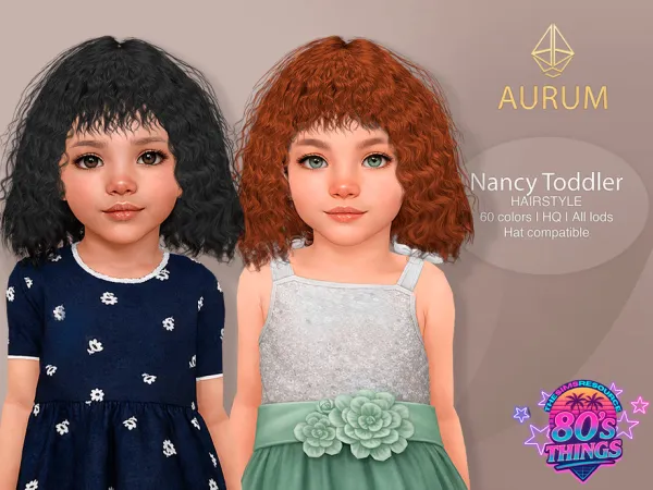 Alpha Nancy Curly Shag Toddler Hairstyle with Fringe - The Sims 4 Custom Content