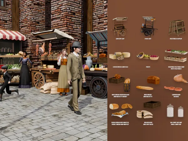 Alpha Christmas Past Victorian Market - The Sims 4 Custom Content