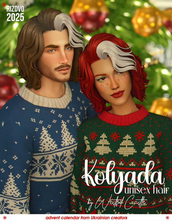 Maxis Match Kolyada Unisex Hair by simsfinds - The Sims 4 Custom Content