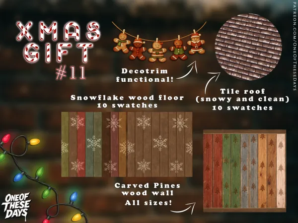 Alpha OOTD BuildBuy XMAS GIFT 11 Frost Pine set - The Sims 4 Custom Content