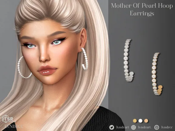 Alpha Mother Of Pearl Hoop Earrings - The Sims 4 Custom Content