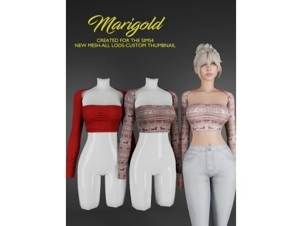 Alpha MARIGOLD TS4_ALANA TOP - The Sims 4 Custom Content