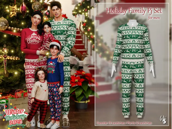 Alpha Holiday Family Pj Set for men - The Sims 4 Custom Content