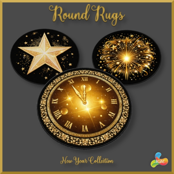 Mix New Year Collection Luxurious Velvet Round Rugs by mde - The Sims 4 Custom Content