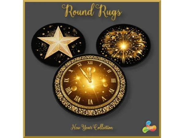Mix New Year Collection Luxurious Velvet Round Rugs - The Sims 4 Custom Content