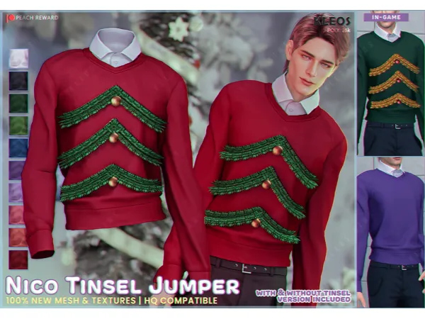 Alpha PEACH Nico Tinsel Jumper by kleossims - The Sims 4 Custom Content