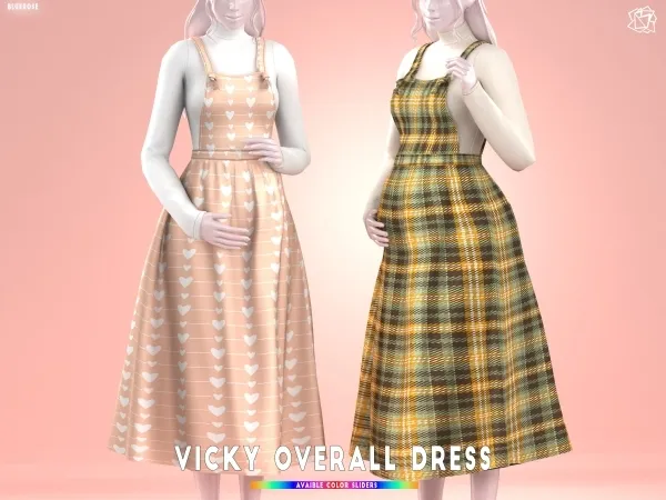 Maxis Match Vicky Overall Dress brsims by bluerose-sims - The Sims 4 custom content