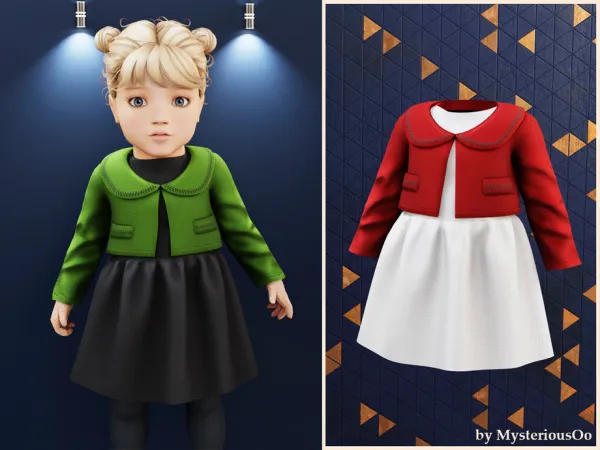 Alpha Infant Holiday classic jacket dress by MysteriousOo - The Sims 4 Custom Content