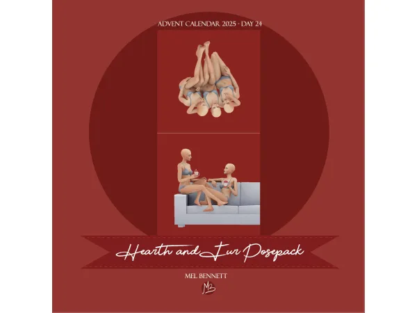Mix Advent Calendar 2025 Day 24 Hearth and Fur Posepack - The Sims 4 Custom Content