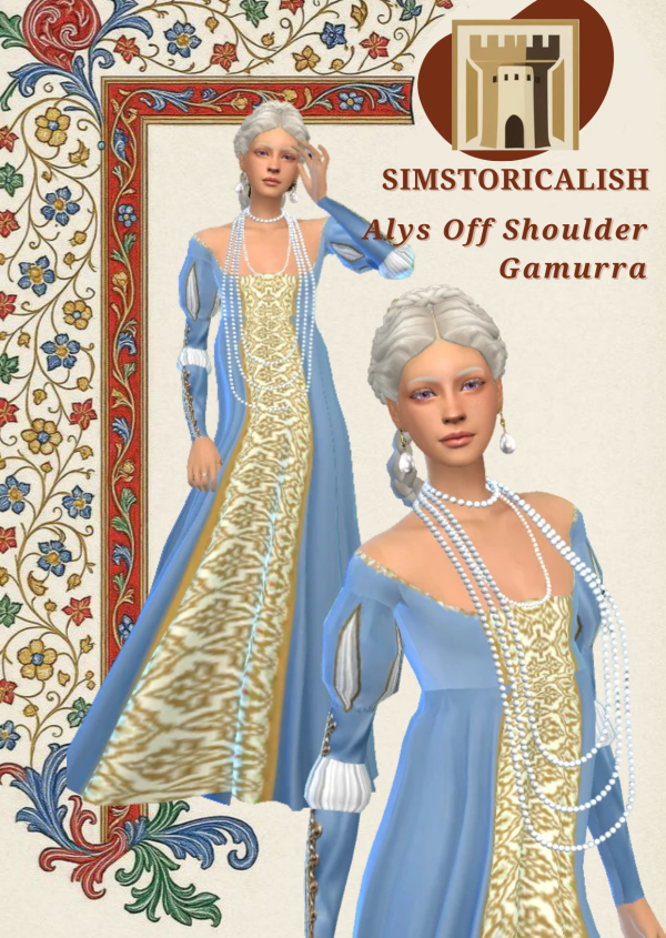 Maxis Match [Simstoricalish] Alys Off Shoulder Gamurra by simsfinds - The Sims 4 Custom Content
