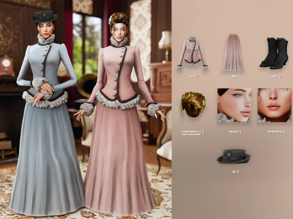 Mix Christmas Past Victorian Female Set - The Sims 4 Custom Content