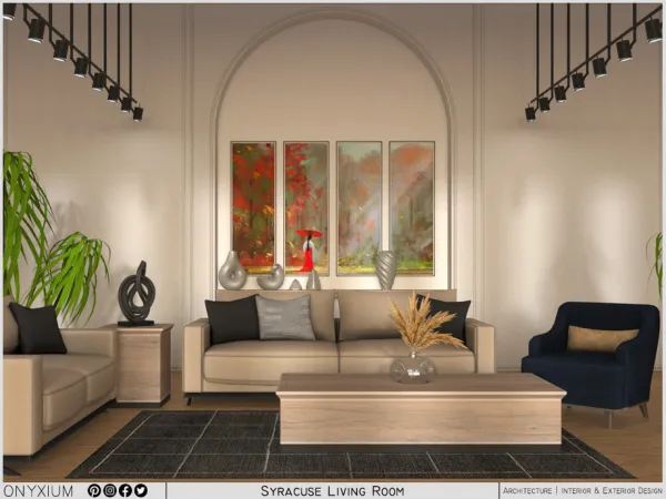 Mix Syracuse Living Room by Onyxium - The Sims 4 Custom Content