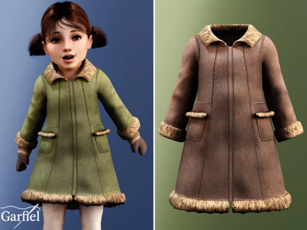 Alpha Toddler Warm faux fur trimmed winter coat by Garfiel - The Sims 4 Custom Content