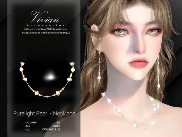 Alpha Purelight Pearl Necklace by VivianDang - The Sims 4 Custom Content