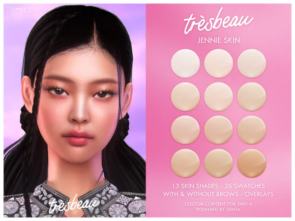 Alpha Tres Beau Jennie Skin - The Sims 4 Custom Content