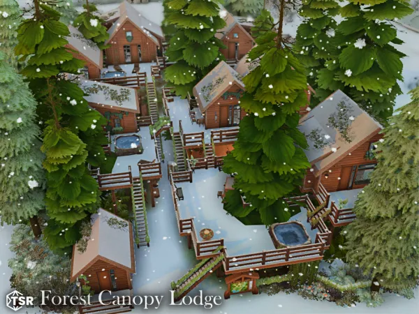 Sims 4 Maxis Match Resorts CC: Forest Canopy Lodge l noCC