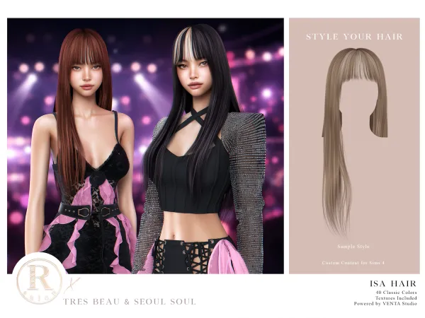 Alpha RAMA Isa Hair (Sample) - The Sims 4 Custom Content