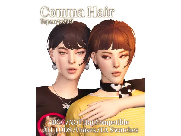 Maxis Match [topanga999]Comma Hair - The Sims 4 Custom Content