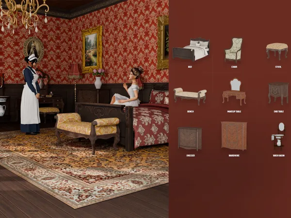 Alpha Christmas Past Victorian Bedroom - The Sims 4 Custom Content