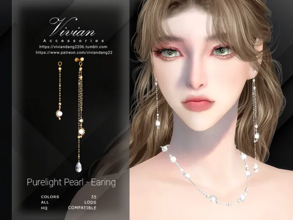 Alpha Purelight Pearl Earing by VivianDang - The Sims 4 Custom Content