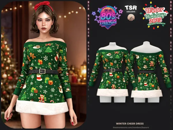 Alpha Winter Cheer Dress BD1646 - The Sims 4 Custom Content
